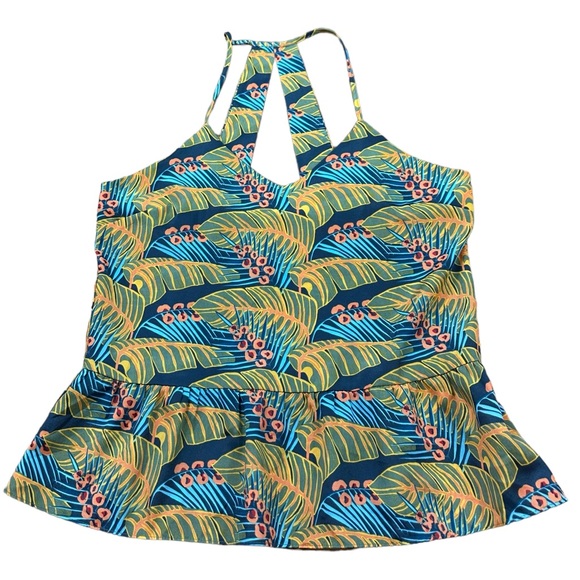 HD in PARIS x ANTHROPOLOGIE: Tropical Print Sleeveless Blouse -Size Medium - Picture 5 of 11